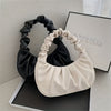 Cloud Ruched Hobo Bag, Trendy Handbags For Women, Solid Color Underarm Purses