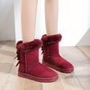 Women'S Mid-Calf Snow Boots with Faux Fur Trim, Round Toe, Non-Slip PVC Sole, Thick Warm Flannel Lined, Solid Color Winter Footwear