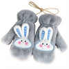 Women's Winter Mittens | Cute Rabbit Design Fleece Gloves | Pink Cotton Blend with Bunny Ears and Face | Plush Warmth for Cold Weather | Non-Stretch, Hand Washable | Cozy Outdoor Accessory