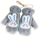 Women's Winter Mittens | Cute Rabbit Design Fleece Gloves | Pink Cotton Blend with Bunny Ears and Face | Plush Warmth for Cold Weather | Non-Stretch, Hand Washable | Cozy Outdoor Accessory