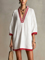 Womens V-neck Loose Casual Dress