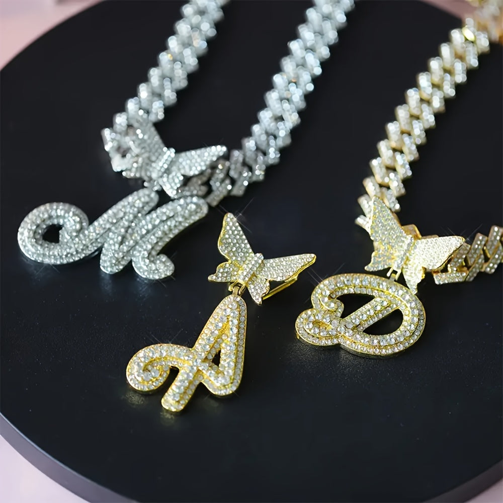 Women's Elegant Butterfly Necklace - Zinc Alloy, Rhinestones Mosaic, Synthetic Stones | Perfect Jewelry Gift | Christmas Jewelry