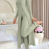 Short Sleeve V Neck Solid Color Ribbed Pants Set, Elastic Waist Slim Outfits with Long Length Top, Casual Women's Clothing