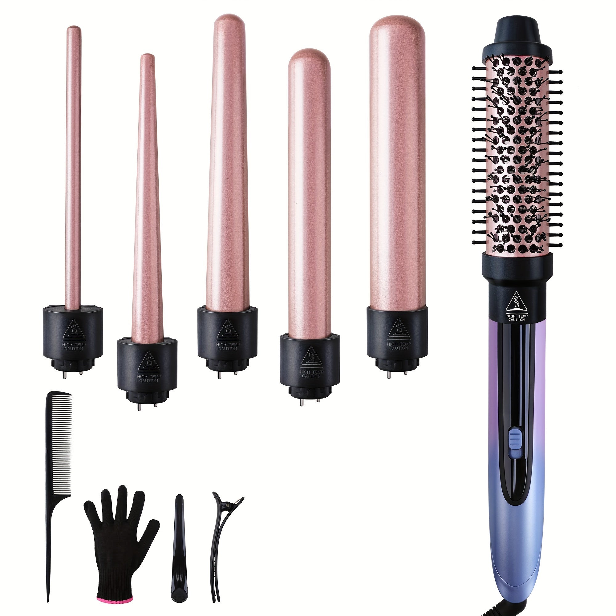 Hair Curling Wand 5in 1 Hair Curlers Iron Set 1.25inch with 5 Ceramic Interchangeable Barrel for Long Short Hair Styling Tool 1inch Hairs Crimper for Women Gifts Birthday Christmas New Year Festival Hairstylist Essentials Sty