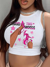 Chic High Heels & Sneakers Graphic Tank Top - Women's Fashion Sleeveless Crew Neck, Breathable Polyester Blend, Machine Washable