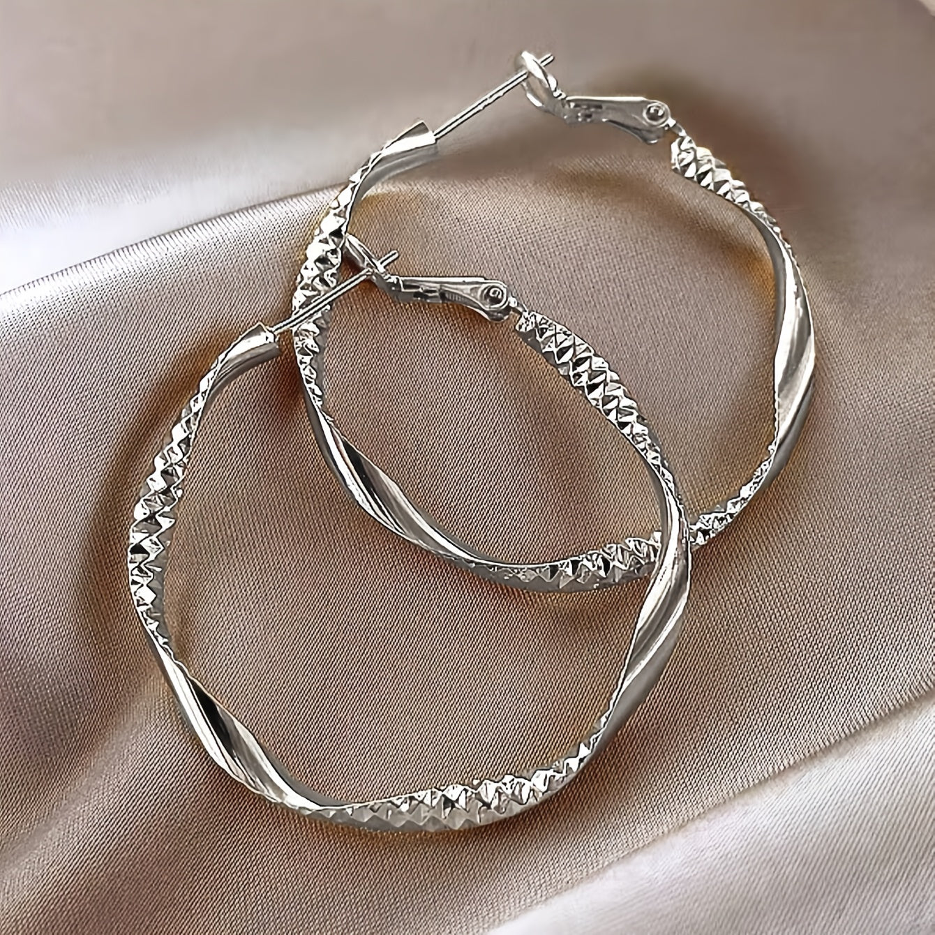 Delicate Silky Texture Design Women's Earrings, Elegant Jewelry, Holiday Party Gifts