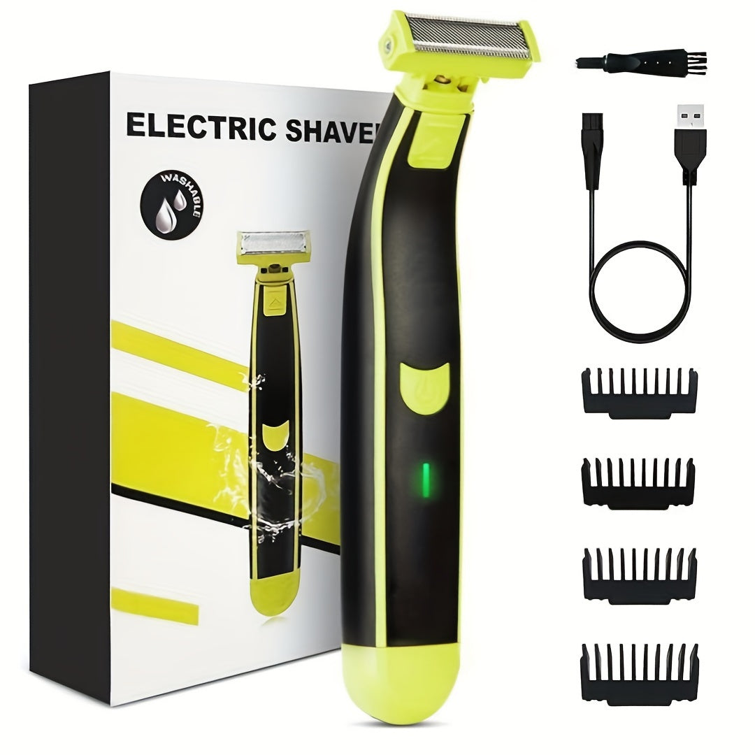 Men's beard electric shaver, USB charging, bikini body hair trimmer beauty set, floating blade, dry and wet dual-purpose, portable travel electric shaver, for dad, Father's Day gift for men
