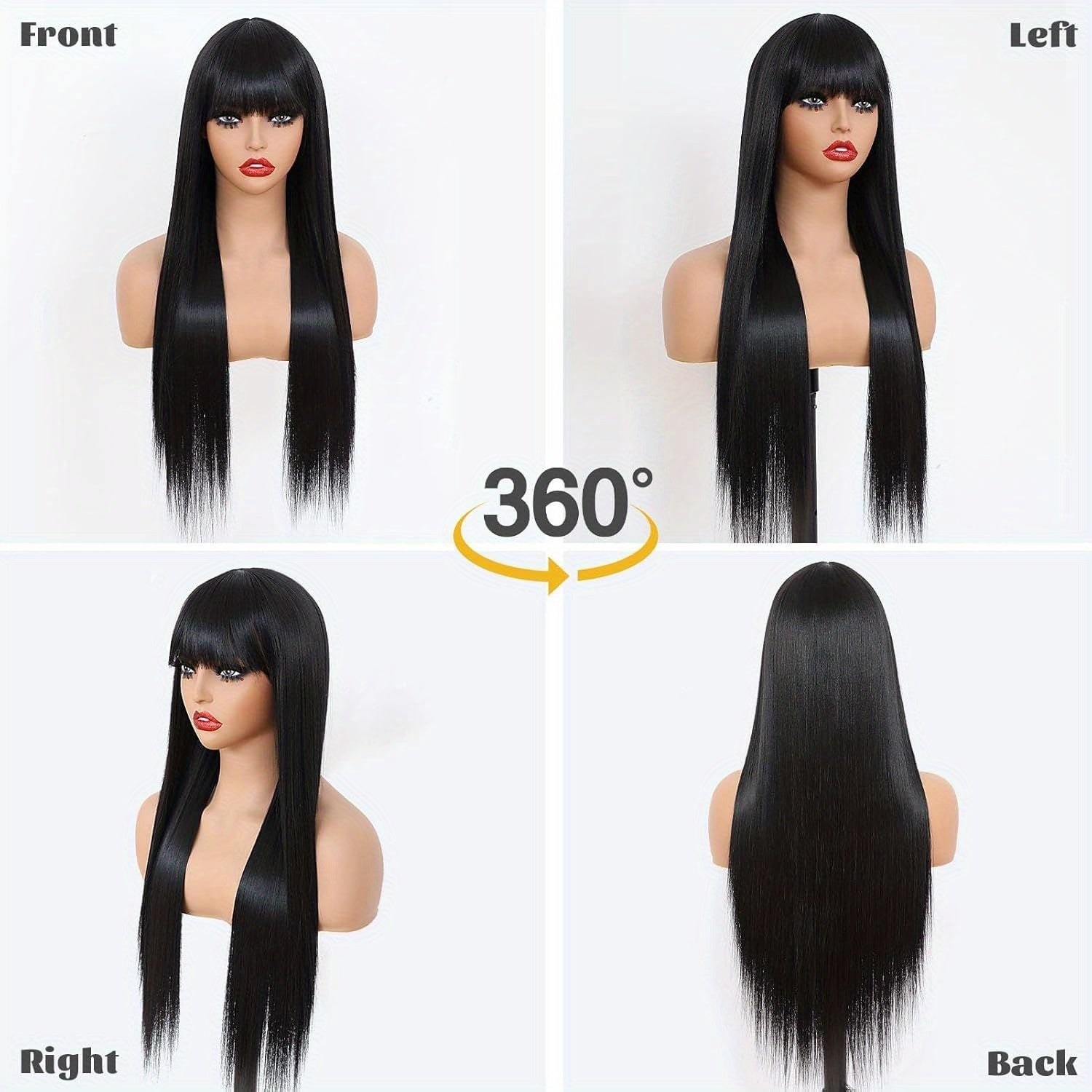 [ Items For The Season Change]Human Hair Wigs With Bangs Ready To GO Glueless Straight Wigs For Beginners Women 100% Brazilian Human Hair