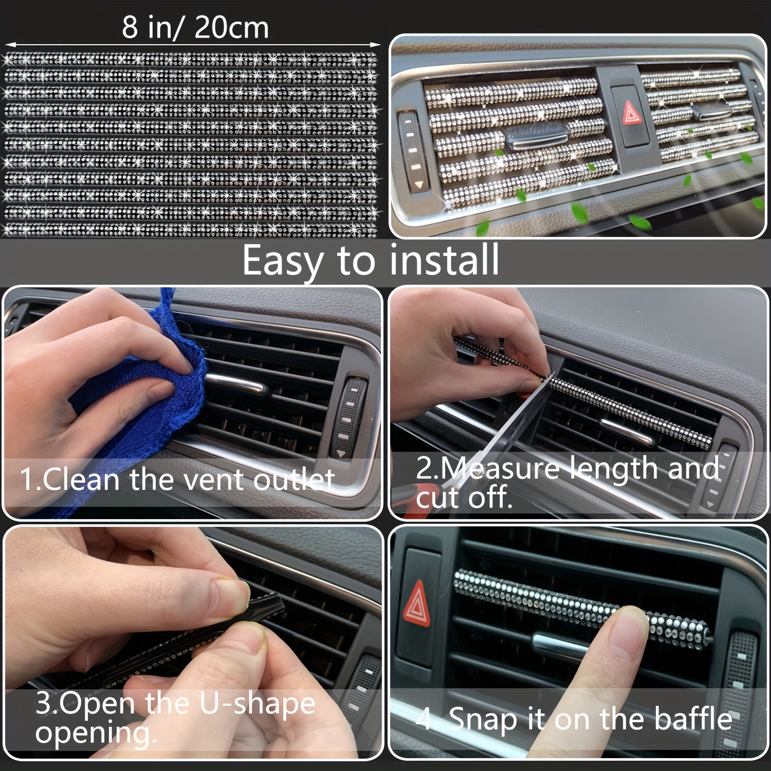 27pcs Bling Car Accessories Set for Women, Bling Steering Wheel Covers Universal Fit 15 Inch, Bling License Plate Frame, Bling Car Phone Holder, Bling Car Coasters, Bling Car Fast Charger, Bling Valve Caps