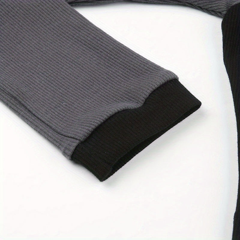 Zipper Front Collor Long-sleeved Sports Shirts, Ribbed Casual Crop Shirts, Women's Tops