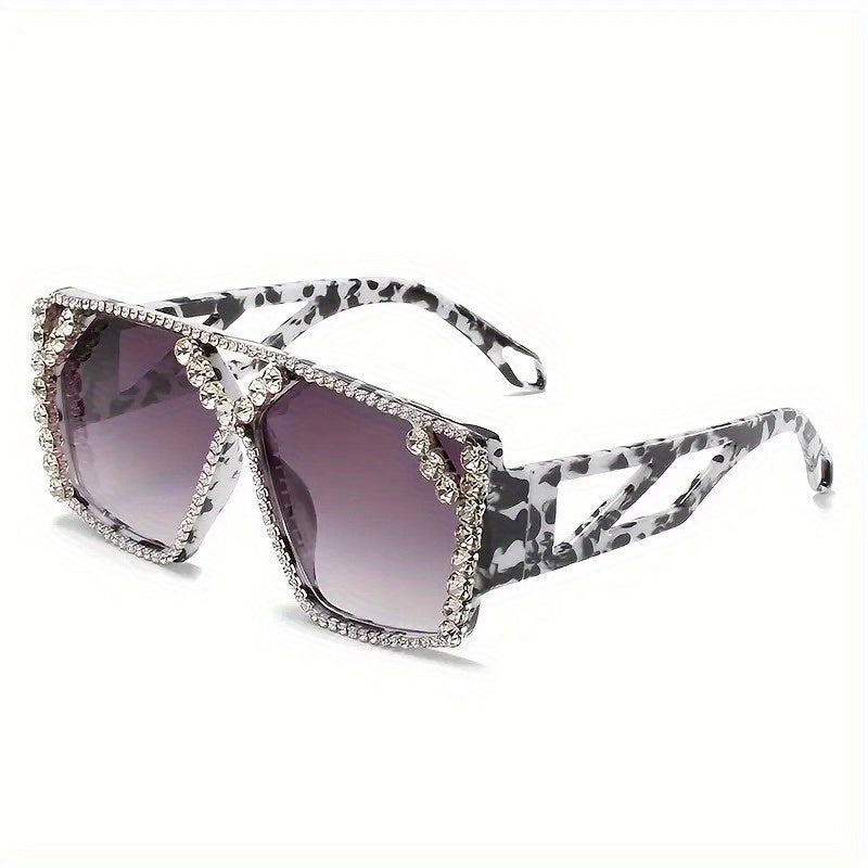 Women's Stylish Geometric Fashion Glasses with Crystal Rhinestones, Protection, Gradient Lens, Tortoiseshell Frame - Perfect Birthday Gift for Her, Stylish Glasses
