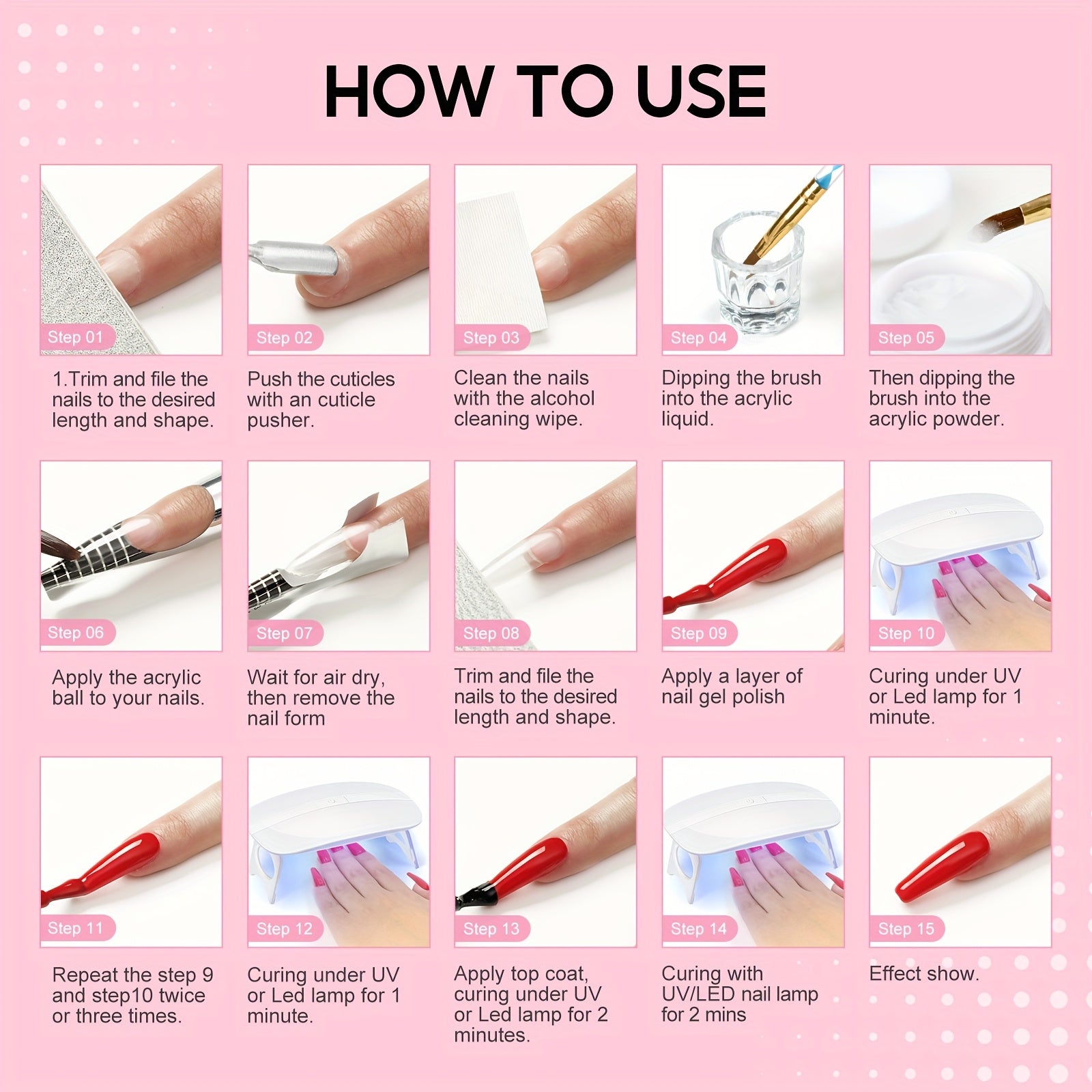 COSCELA Acrylic Powder Kit Nail Art Glitter Powder Gel Nail Polish Kit with Nail Drill And Nail Lamp Acrylic Liquid Manicure Tools Set Nail Extension Acrylic Nail Accessories Kit Valentine's Day Gift