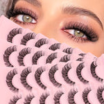 3 Boxes, 21 Pairs Of False Eyelashes, Natural, Slender, Curly, 3D, Delicate, Novice, Transparent Stem, Very Real, Suitable for Daily Use, Dating, Party, Makeup Eye Eyelashes
