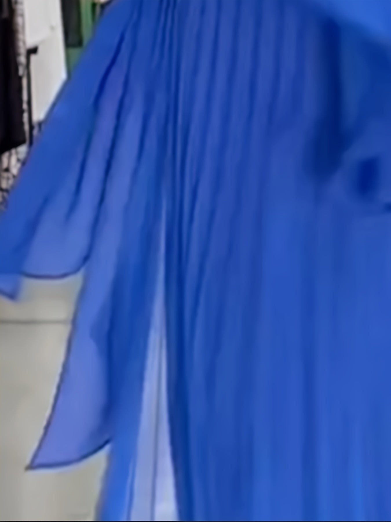 Elegant Solid Color Round Neck Pleated Fake Two-Piece Long Swing Dress