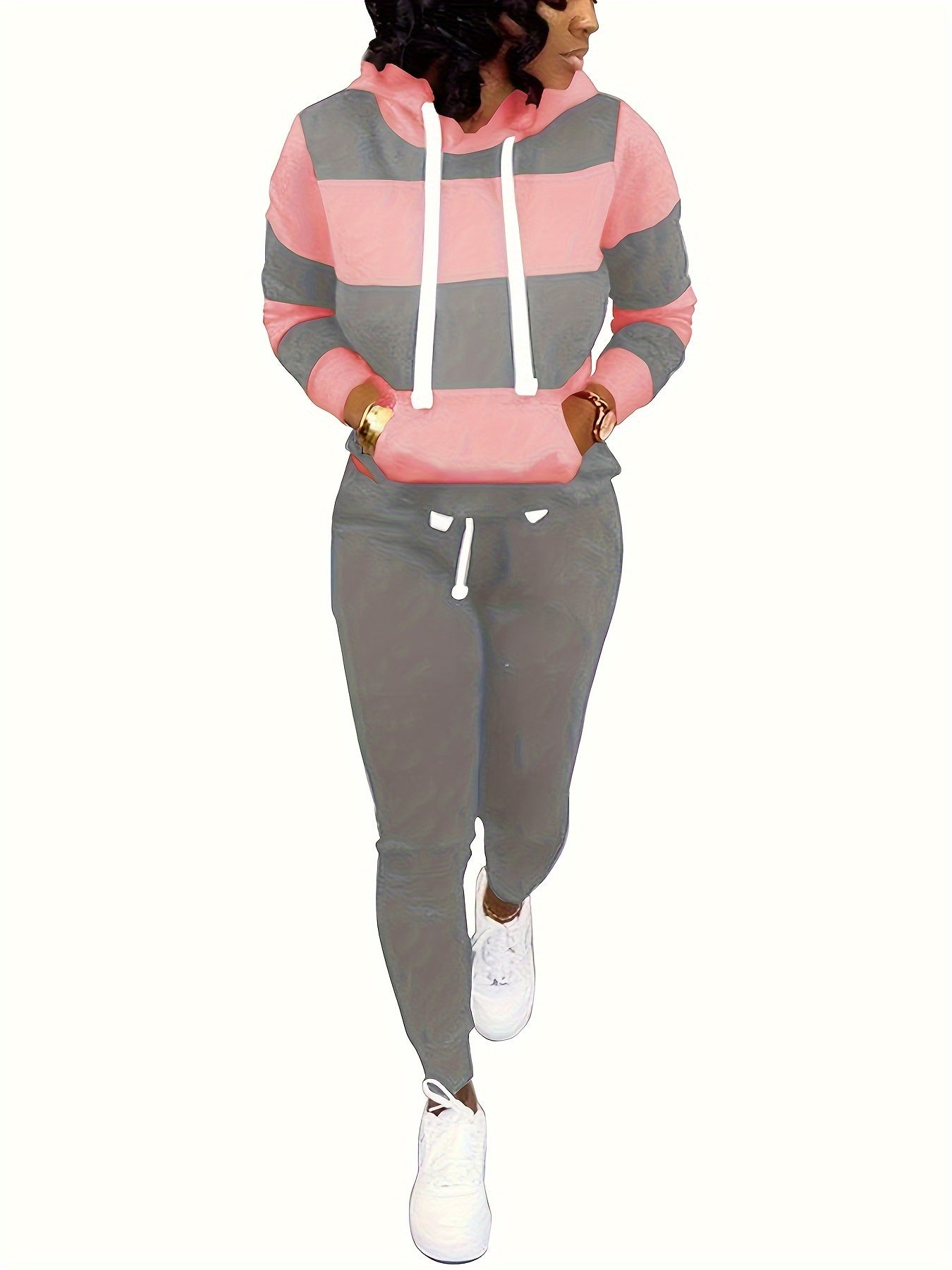 Two Piece Outfits For Women Casual Jogging Suit Set Long Sleeve Sweatshirt And Sweatpants Tracksuit Athletic Loungewear