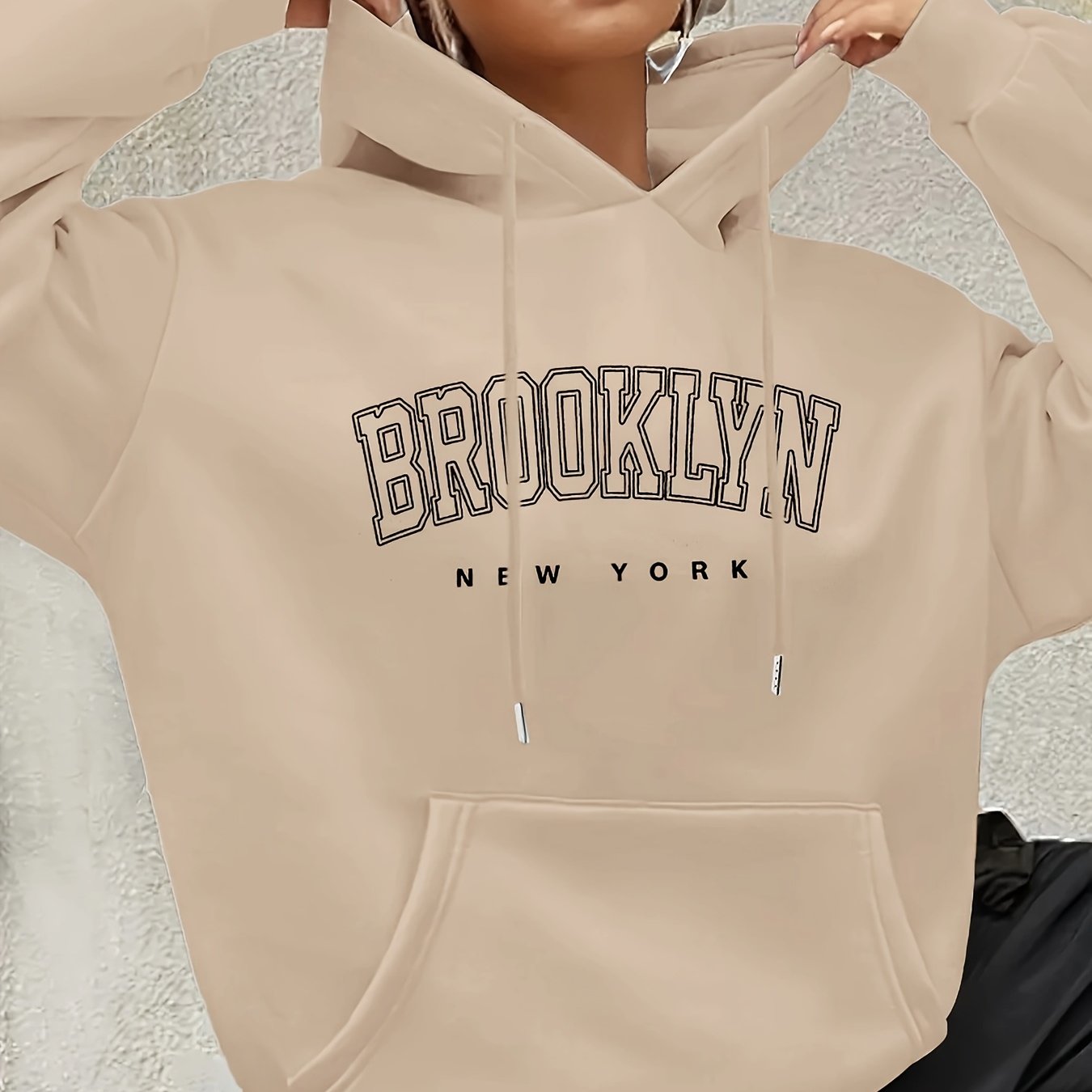 Women's Brooklyn-Inspired Blue Hoodie - Casual Polyester Pullover with Geometric Design, Machine Washable, Ideal for Spring/Summer/Fall, Casual Wear Hoodie | Trendy Casual Hoodie | Knitted Texture, Sweater Hoodie