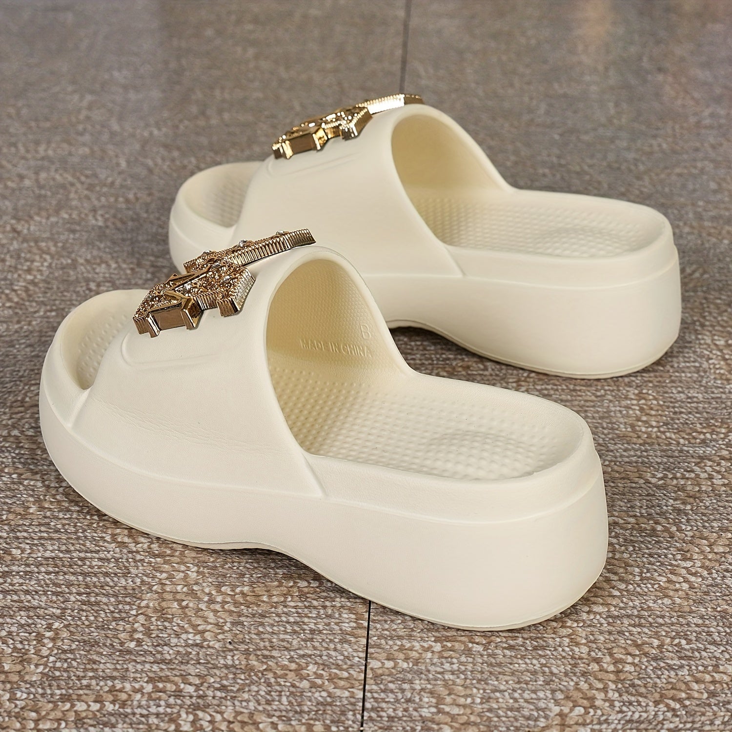 Chic Women's Summer Slides - Thick Sole, Open Toe, Non-Slip EVA Sandals for Indoor & Outdoor Wear