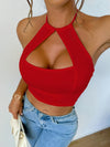 Ladies' Solid Color Backless Lace Sexy Tank Top