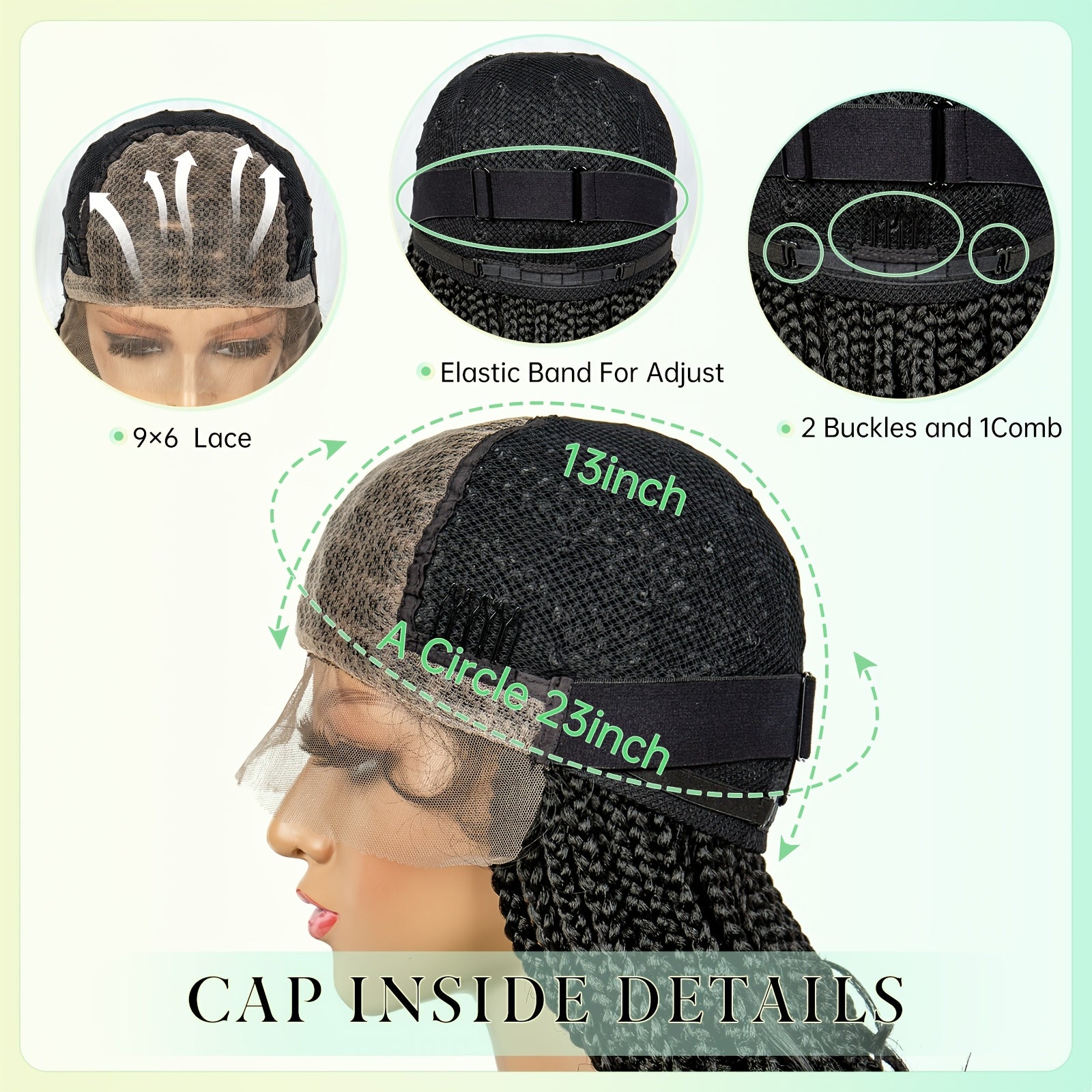 20 Inches - 9*6 HD Front Lace Braided Wigs with Curly Ends, Goddess Box Braids Crochet Hair, Braid Wigs Curly Ends Part Braided Front Lace Wig, Handmade Braiding Wigs with Baby Hair for Women (20 INCH, Available in Three Colo