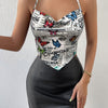 Young Crew Neck Butterfly Print Knit Fabric Polyester Top, 200g/m², for Spring/Summer
