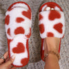 Women's Elegant Heart Print Slippers – Cozy Slip-On Home Shoes with EVA Sole & Fabric Lining
