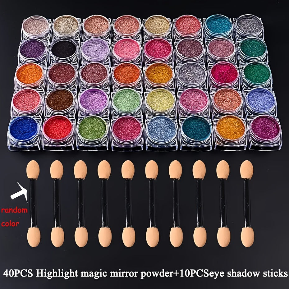 40 Colors Metallic Chrome Nail Powder Pigment Y2K Mirror Effect Rubbing On Dust UV Gel Polish DIY Flakes Manicure Accessories
