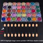 40 Colors Metallic Chrome Nail Powder Pigment Y2K Mirror Effect Rubbing On Dust UV Gel Polish DIY Flakes Manicure Accessories