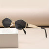 1 Pair Retro Metal Polygon Fashion Glasses Protection Oval Shape Unisex Fashion Glasses with Metallic Golden Frame & Dark Tinted Lenses for Daily Wear, Parties, Street Style - Includes Case & Cloth, Eyeglass Case