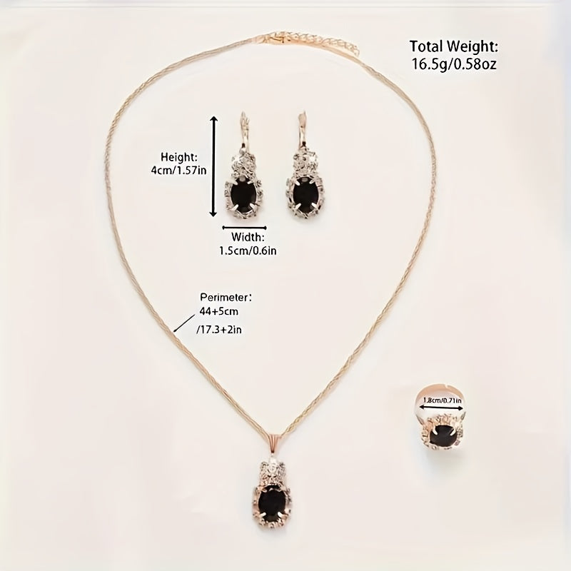 5-Piece Elegant Ladies Quartz Watch and Rhinestone Jewelry Set - Fashionable Glittering Black Starry Sky Dial, Round Case, Analog Display, Durable PU Leather Strap, Zinc Alloy Body, Precision Quartz Movement, Non-Rechargeable