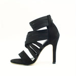 Women's Stiletto Heeled Sandals, Fashion Open Toe Dress Pumps, Stylish Back Zipper Heels