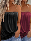 2-Pack Elegant Strapless Bandeau Top, Solid Color Jersey Knit Fabric, Stretchy Polyester 100% Sleeveless Backless Summer Tank Tops