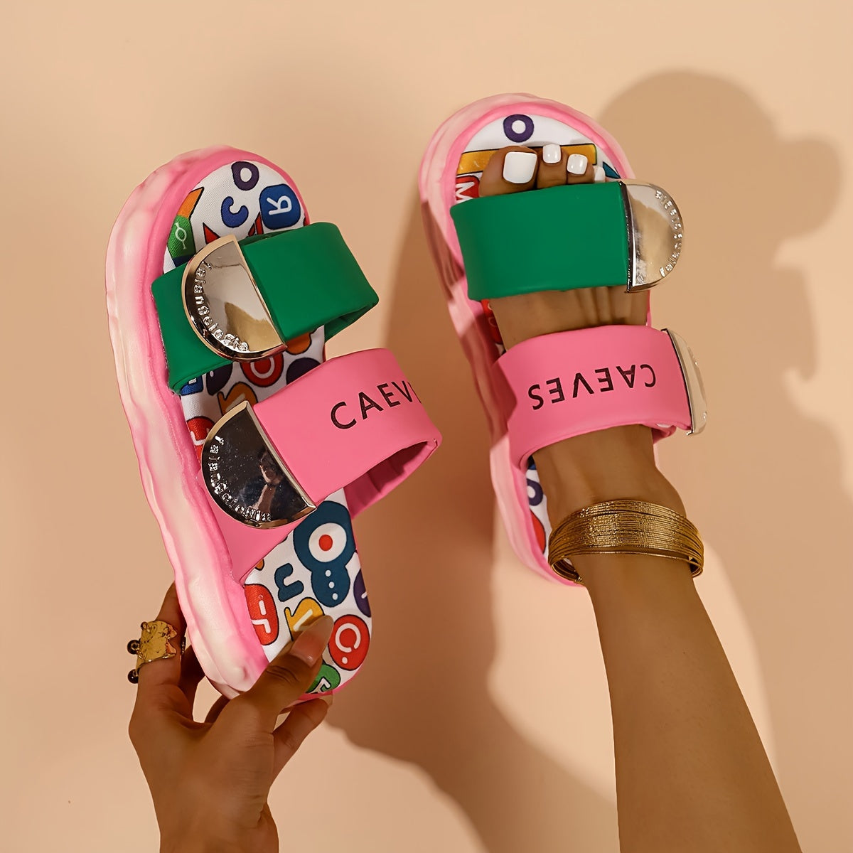 Women's Trendy Platform Sandals, Fashion Open Toe Summer Shoes, Comfortable Double Strap Sandals