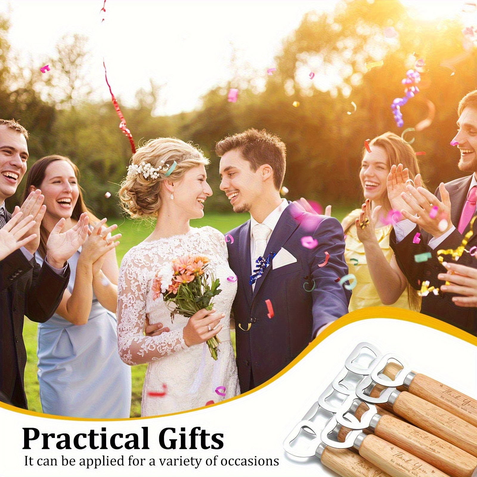 Wedding Bar Waiter Bottle Opener Bulk Wooden Wine Opener Thank You for Celebrating with Us Engraved Gift Suitable for Guests Wedding Birthday Party Baby Baptism Graduation Souvenir(100pcs)