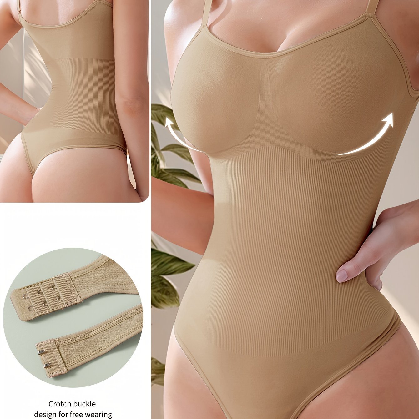 Breathable & Comfortable High-Waisted Bodysuit - Women's Seamless Shaping Cinched Waist Zipper - Stretchy & Supportive