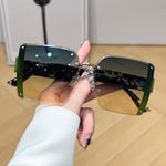 Oversized Square Frameless Fashion Glasses Y2K Luxury Gradient Fashion Glasses Novelty Travel Party Holiday Dressing Accessories