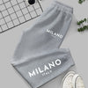 Milano Italy Printed Women'S Jogger Pants, Casual Knit Polyester 100% Fabric, 190g/m², All-Season, with Pockets, Fashionable Long Jogging Trousers for Adult