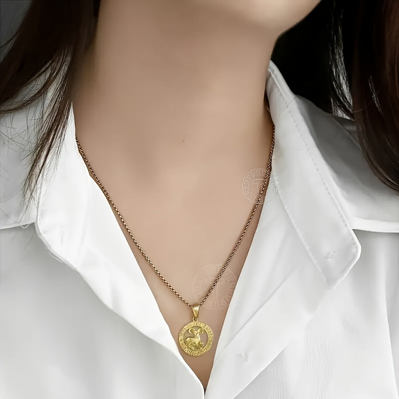 Women'S Men'S Pendant Necklaces 12 Horoscope Zodiac Sign Golden Aries Cancer Scorpio Aquarius Taurus Leo Gemini Virgo Libra Sagittarius Capricorn Pisces 12 Constellations Jewelry Gifts Perfect Birthday Christmas Valentine'S D