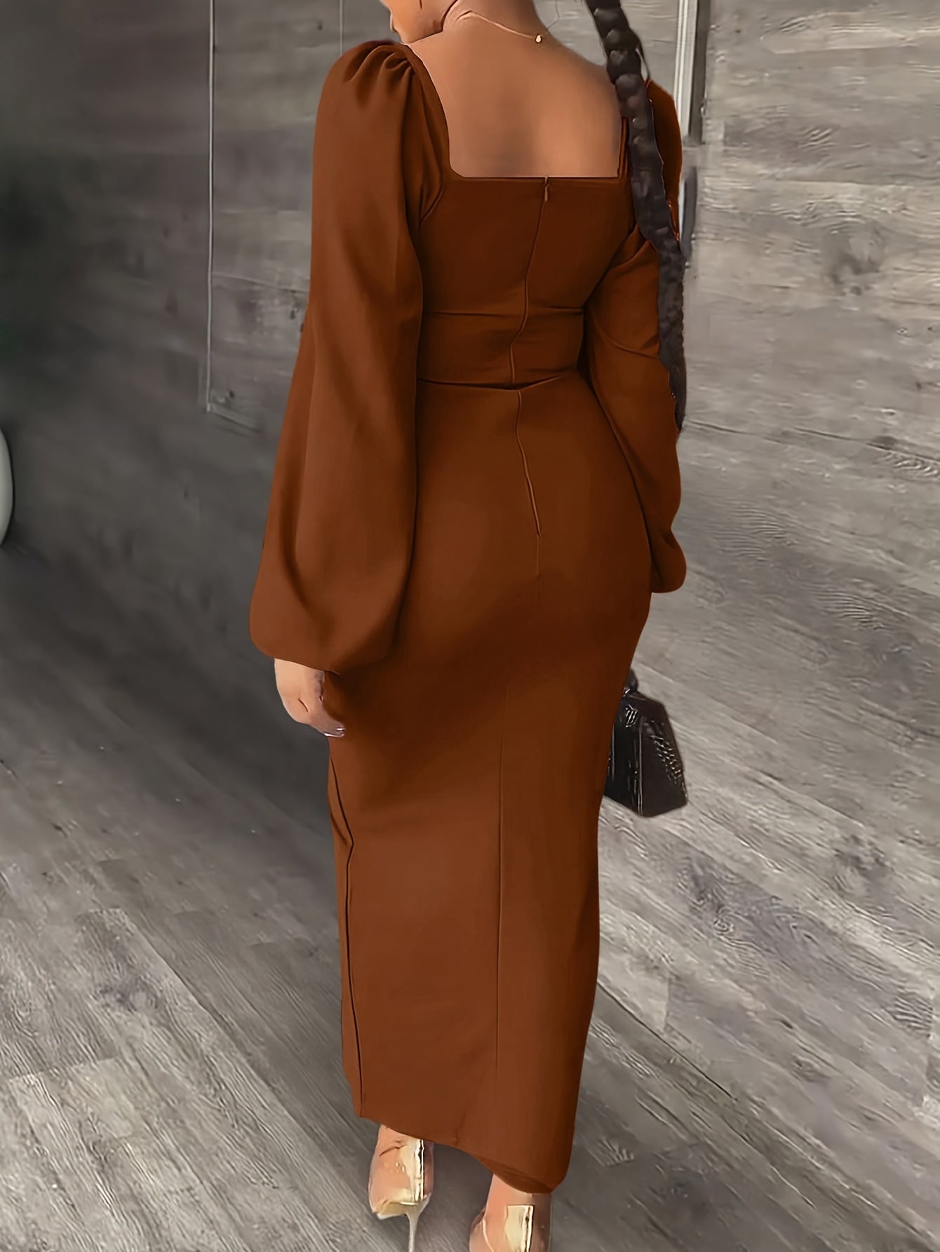 New European and American Style Fashion Slimming Split Long Sleeve Dress Trend