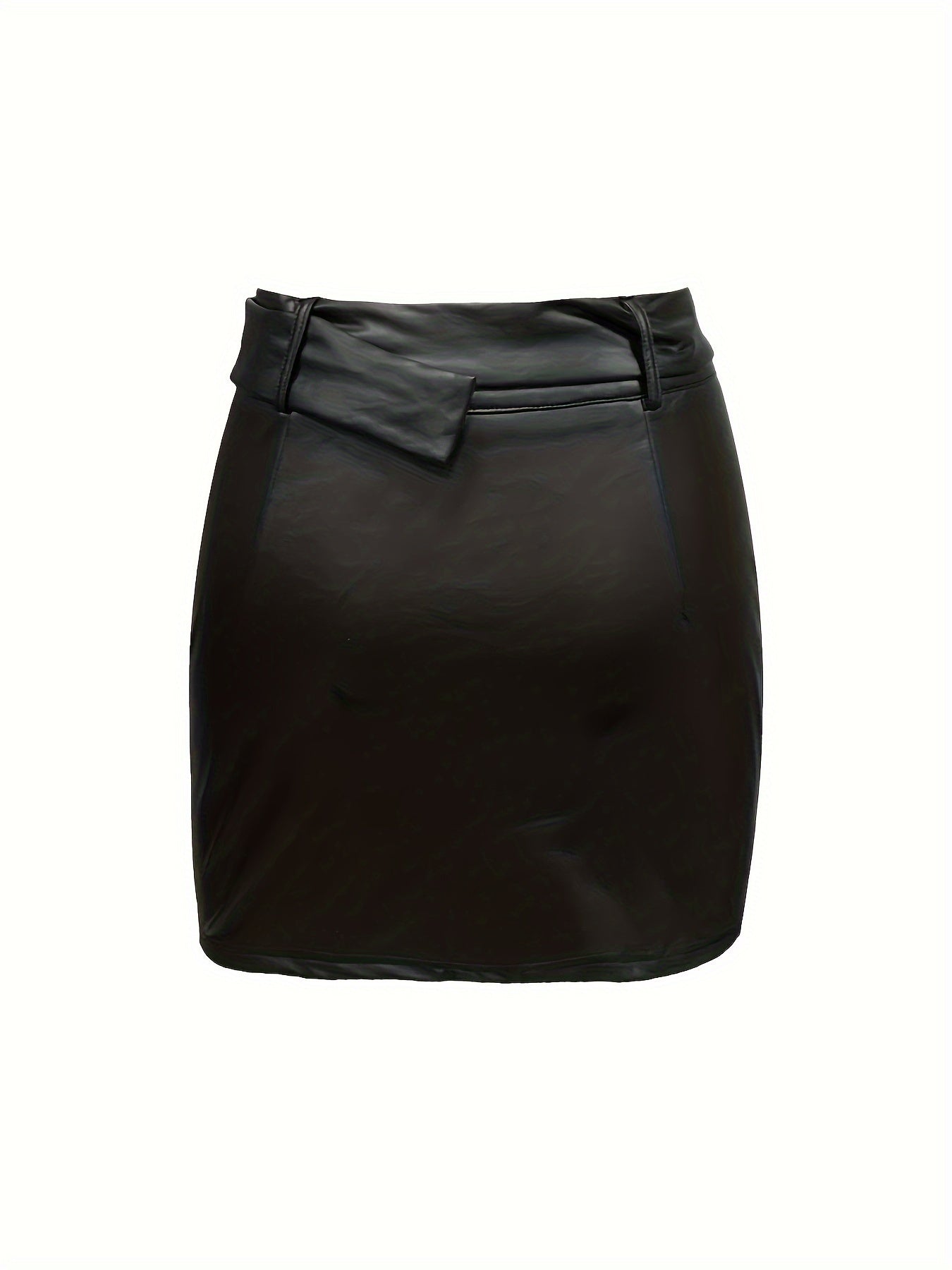 Elegant Stretchy Polyester Blend Belted Mini Skirt with Pockets for Women - Machine Washable, Comfortable, Easy Care