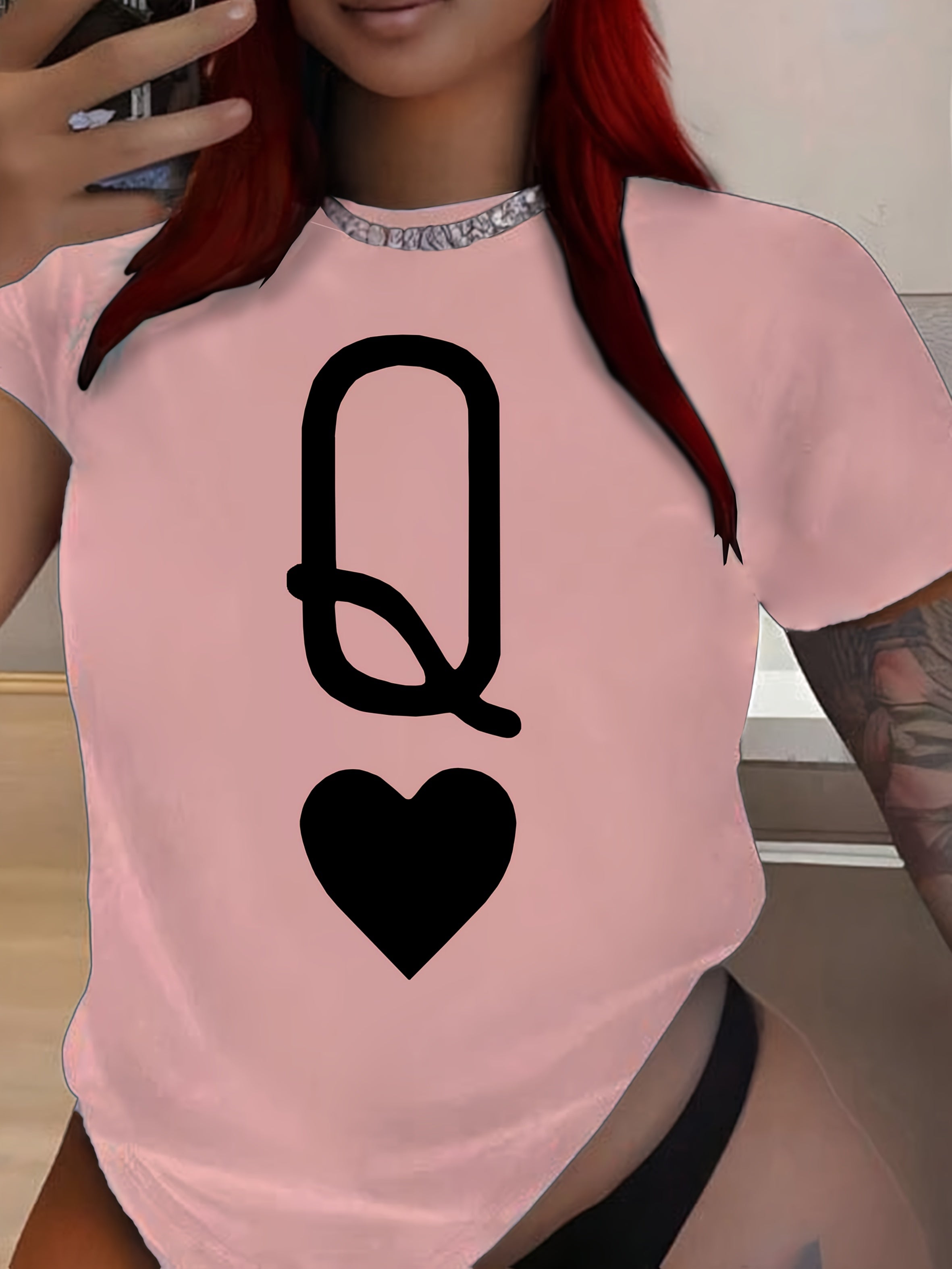 Love Q Queen Printed Short-Sleeved Round Neck T-Shirt for Women Spring And Summer