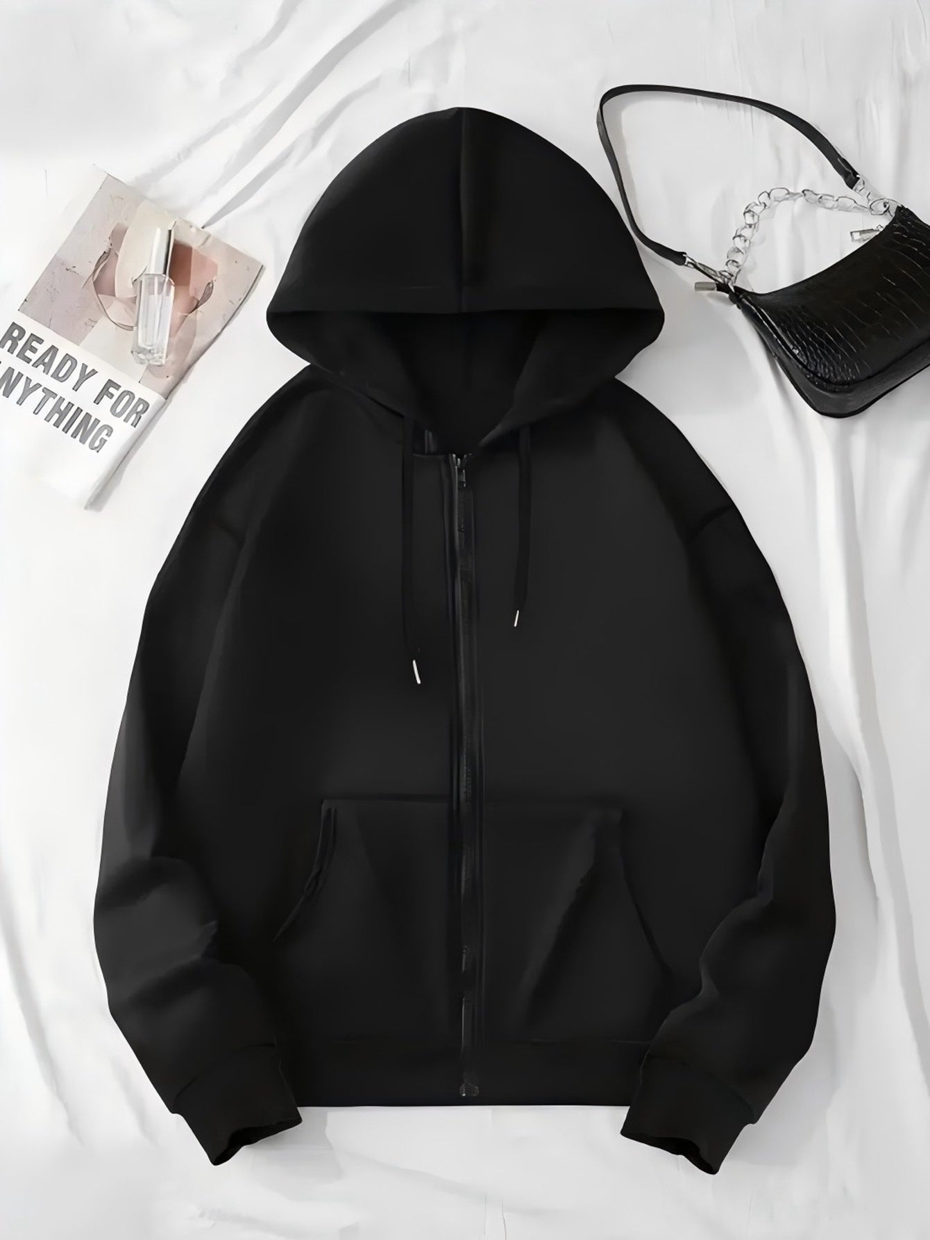Women's Casual Hooded Jacket with Bold "Bench" Letter Print, Kangaroo Pocket & Zipper Collar - Machine-Washable Polyester, All-Season Versatile Outerwear, Perfect Gift for Her, Lightweight Layering, Urban Fashion, Quality Sti