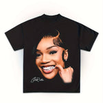 GloRilla Concert Tee Fan Art Rapper GloRilla, Men'S Graphic Tees Short Sleeve, Round Neck, Stretch Fabric, Casual Summer T-Shirts for Adults, Perfect for Outdoor Activities 220g, pure cotton, heat transfer printed T-SHIRT