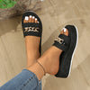 Women'S Pink Platform Sandals with Metal Chain & Rhinestones - Casual Slip-On, Open Toe, Mid-Heel, Lightweight & Stylish, All-Season Footwear, Casual Footwear | Metallic Chain Sandals | Rubber Sole Sandals