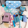 16 PCS Baby Blue And Pink Customized Keychain Set