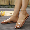 Women'S Transparent Strap Brown Flat Sandals - Slip-On, Open-Toe Casual Shoes with PVC Soles, Ideal for Travel & Outdoor Leisure, Summer Wear, All-Season Comfort, Travel Footwear | Strappy Sandals | PVC Sole Sandals, Sandals