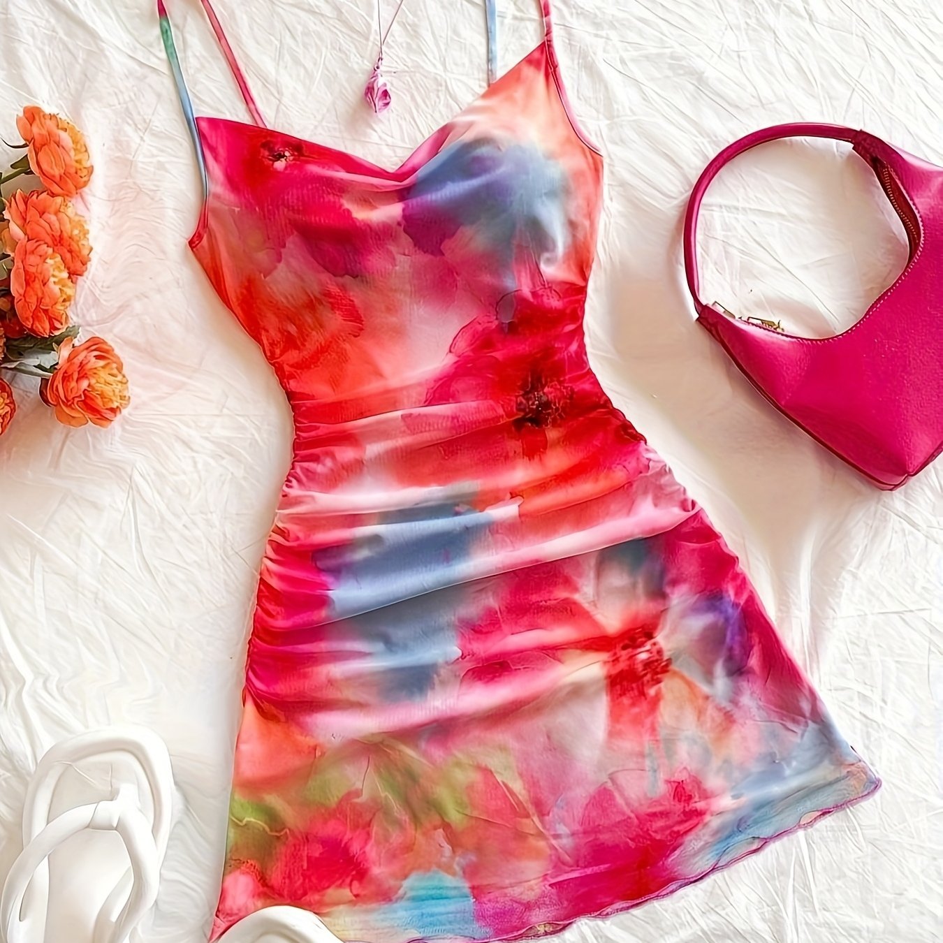 Sexy Ombre Strapless Dress with Floral Print - Perfect for Adult Women, All-Season Fashion, White Sandals Included, Adult Fashion | Floral Print Dress | Strapless Design, Plus Size Dress