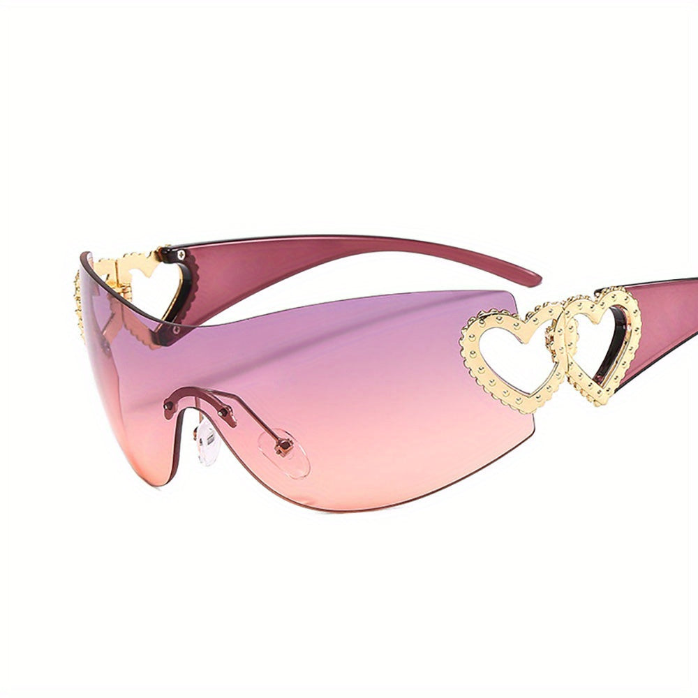 Fashion Glasses Heart Border Decorative Glasses, Gradient Lens, Anti-reflective, for Women, Party, Carnival, Festival Gift