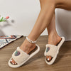 Women's Fuzzy Fabric Slippers with Rubber Sole - Winter All-Season Indoor Heart Pattern Slides with Non-Slip Grip, Comfort Plush Lining and Love Print Detail - For Women - Perfect for Cozy Indoor Wear - Ideal Gift for Her