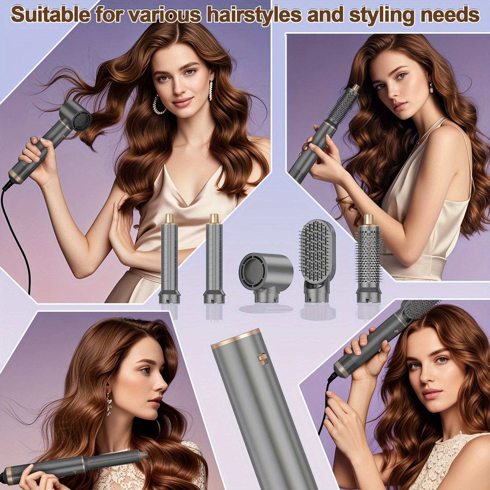 Hot Air 5 In 1 Hair Dryer Brush - Negative Ion Air Styler Curling Brush