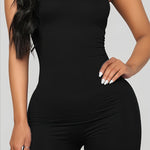 Sexy Solid Strapless Tube Romper Jumpsuit - Flattering Bodycon Silhouette, Soft Comfortable Fabric, Easy to Wear - Womens Clothing for Summer, Party, Dating, and Casual Occasions